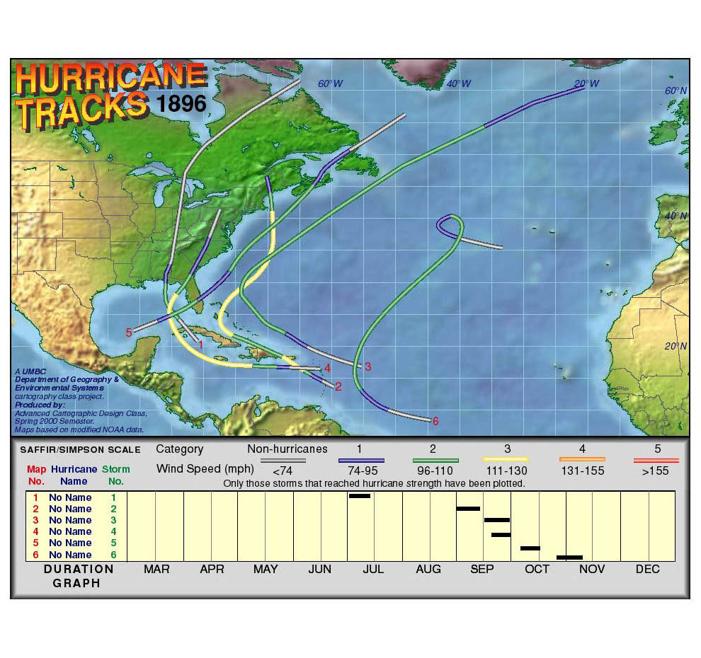 1896 Hurricane Tracks