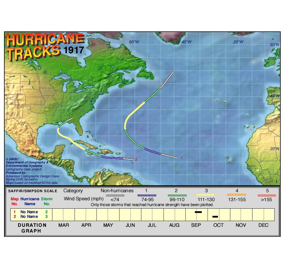 1917 Hurricane Tracks