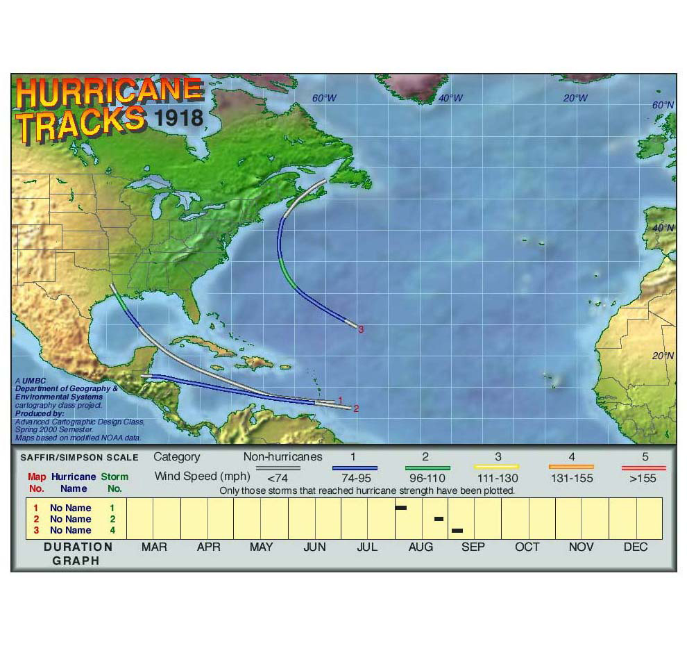 1918 Hurricane Tracks