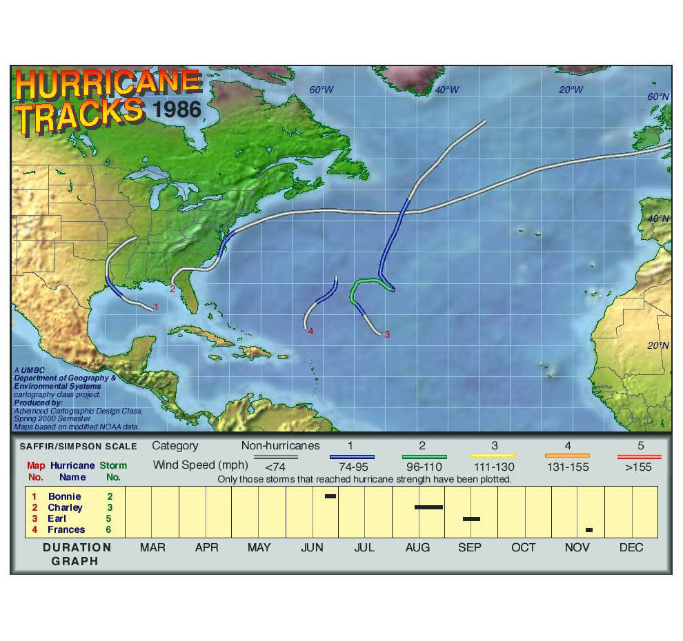 1986 Hurricane Tracks